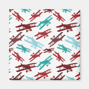 Vintage Biplane Pattern Airplane Aviator Gifts Magnet