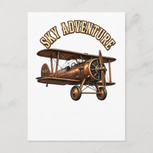 Vintage biplane.  postcard