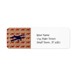 Vintage Biplane Propeller Airplane on Burlap Print