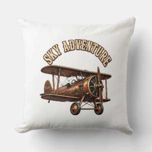 Vintage biplane.  throw pillow