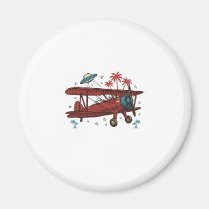 Vintage Biplane UFO Tropical Travel Shirt Design_1 Magnet
