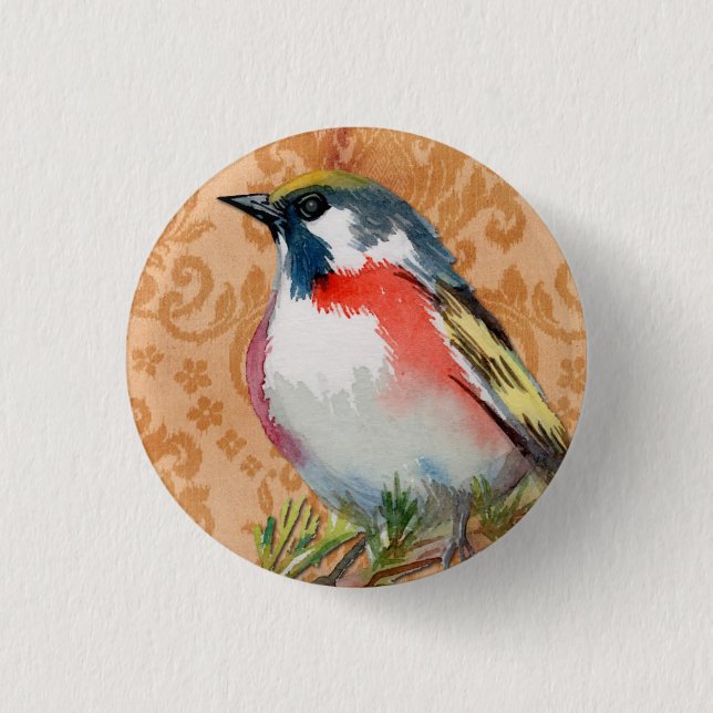 Vintage Bird 1 Inch Round Button (Front)