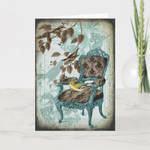 Vintage Bird and Chair Greeting Card II