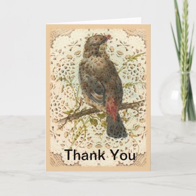 Vintage Bird and Doilie, Merci (Devant)