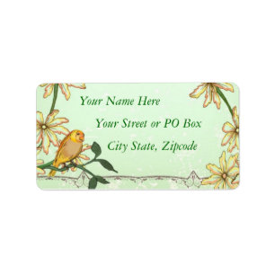 Vintage Bird and Flower Label