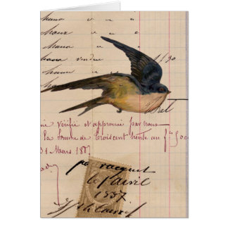 Vintage Bird and Ledger Paper Digital Art