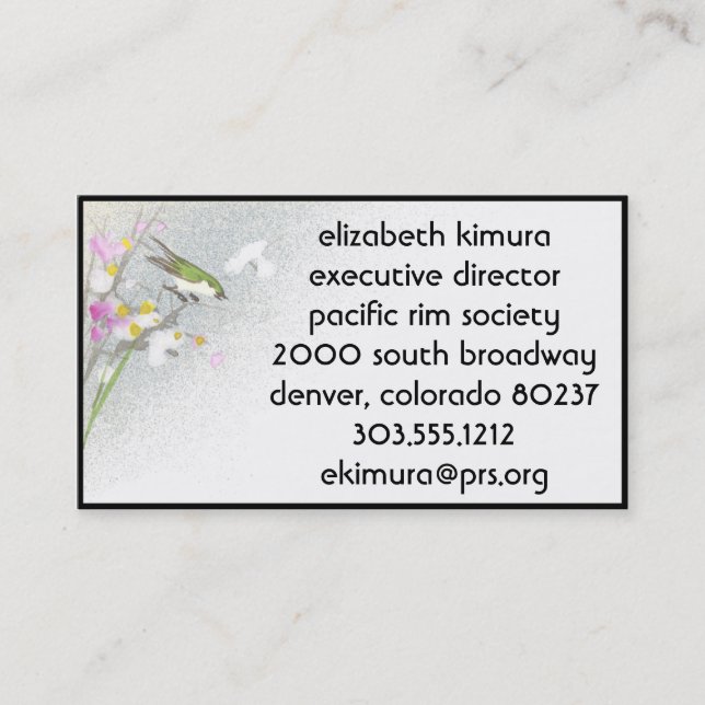 Vintage Bird Asian Style Business Cards (Front)