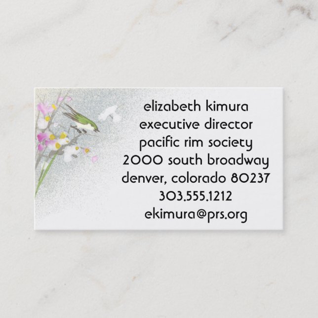 Vintage Bird Asian Style Business Cards (Front)