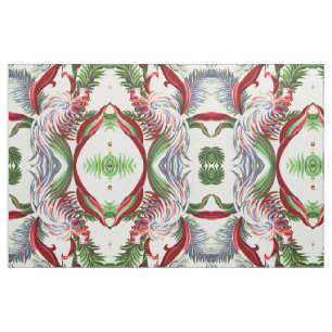 Vintage Bird Barkcloth Abstract Tiki Island Fabric