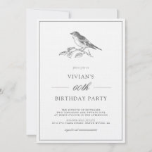 Vintage Bird Black And White 60th Birthday