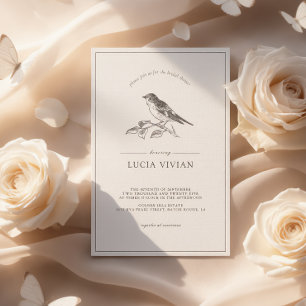 Vintage Bird Black And White Bridal Shower Invitation