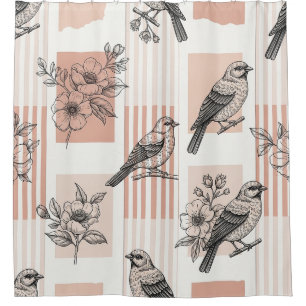 Vintage Bird Blossom Toile Stripe (1)