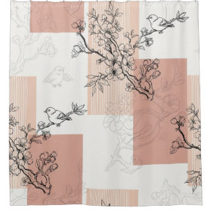 Vintage Bird Blossom Toile Stripe (5)