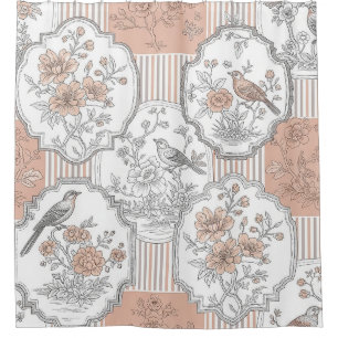 Vintage Bird Blossom Toile Stripe (6)