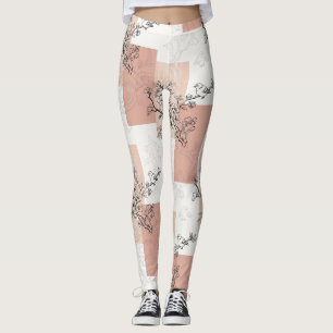 Vintage Bird Blossom Toile Stripe (6) Leggings