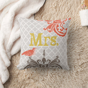 Vintage Bird Brides Coussin Monogram Carreau Motif