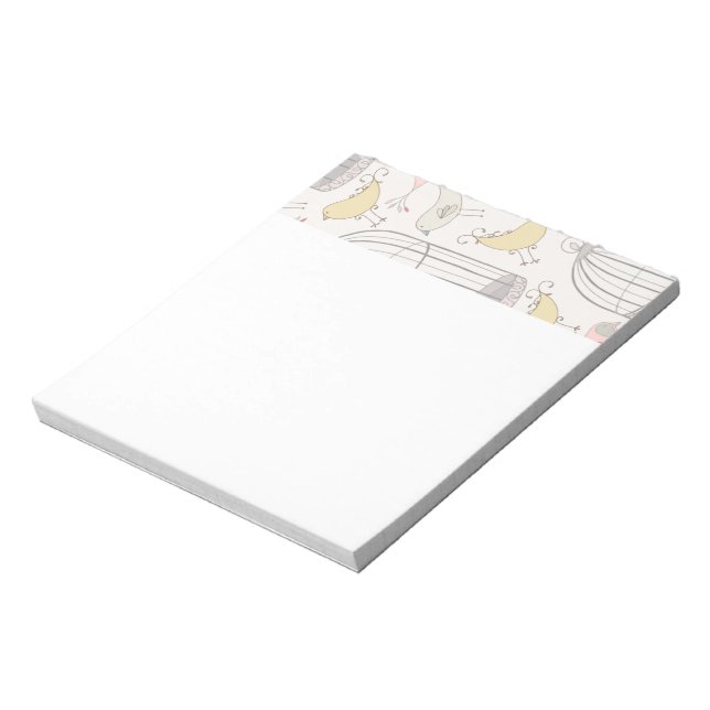 Vintage Bird Cage Animals Pretty Yellow Canary Notepad (Rotated)