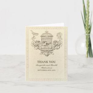 vintage bird cage thank you cards