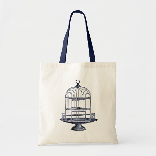 Vintage Bird Cage Tote Bag (Front)