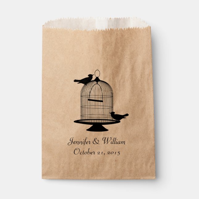 Vintage Bird Cage Wedding Favour Bag (Front)