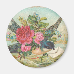 Vintage Bird Delivering a Letter Magnet