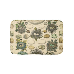 Vintage Bird Egg Nest Art Painting Eggs Bath Mat