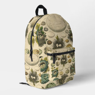 Vintage Bird Egg Nest Art Painting Natural History Printed Backpack