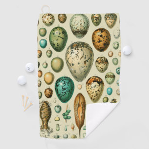 Vintage Bird Eggs French Fish Egg Art Golf Towel