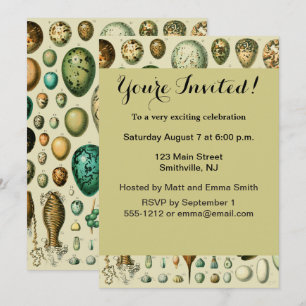Vintage Bird Eggs French Fish Egg Art Invitation