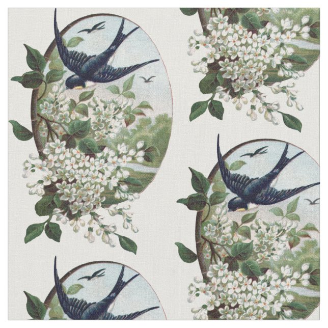 vintage bird fabric (Close Up)