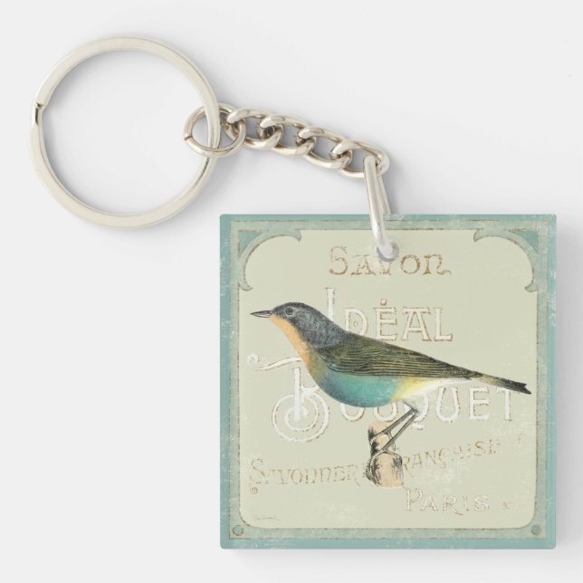 Vintage Bird Facing the Left Keychain (Front)