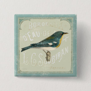 Vintage Bird Facing the Right 2 Inch Square Button