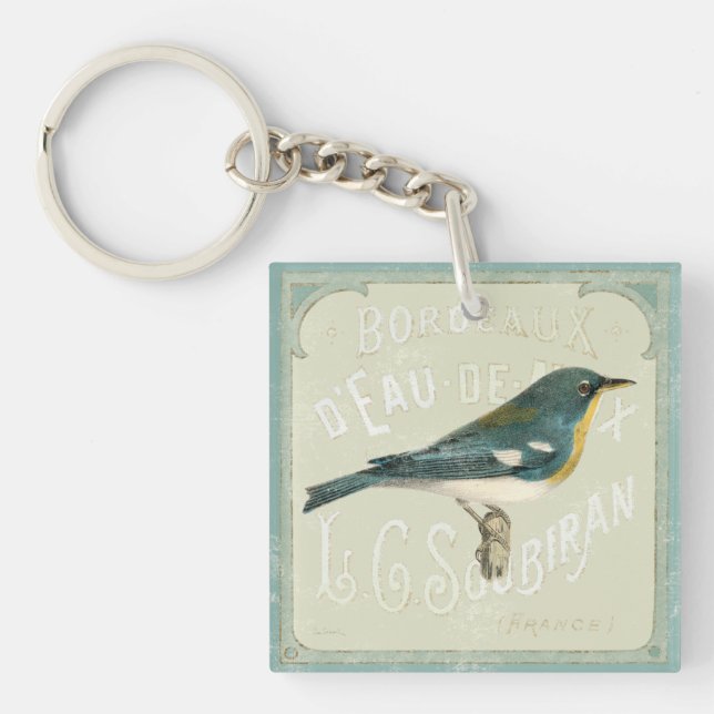 Vintage Bird Facing the Right Keychain (Front)
