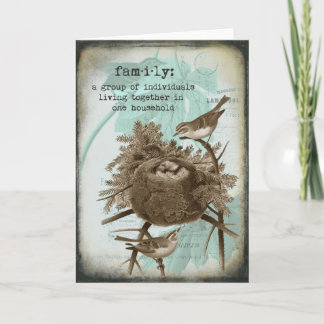 Vintage Bird Family Greeting Card