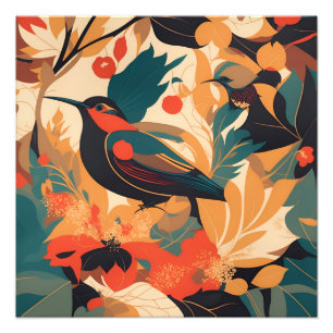 Vintage bird floral leaves #2 photo print