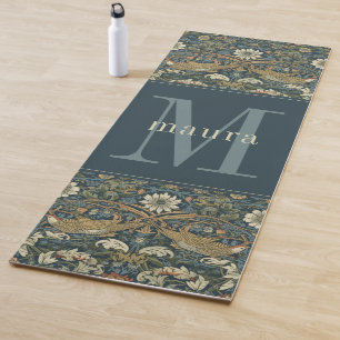Vintage Bird & Floral William Morris Monogram Yoga Mat