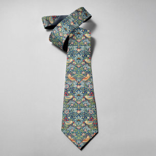 Vintage Bird Flower Strawberry Christmas Pattern Tie