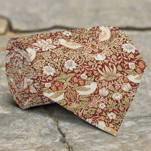 Vintage Bird Flower Strawberry Christmas Pattern Tie
