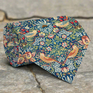 Vintage Bird Flower Strawberry Christmas Pattern Tie