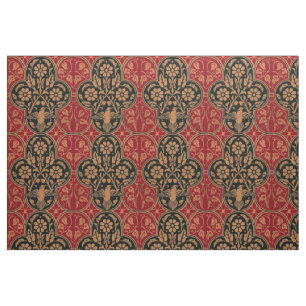 Vintage Bird In Floral Vine Pattern Fabric