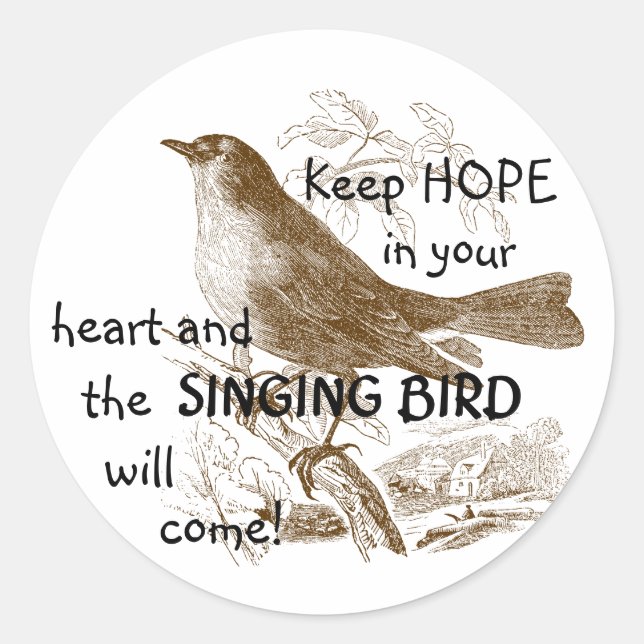 Vintage Bird Keep Hope in your Heart Stickers (Front)