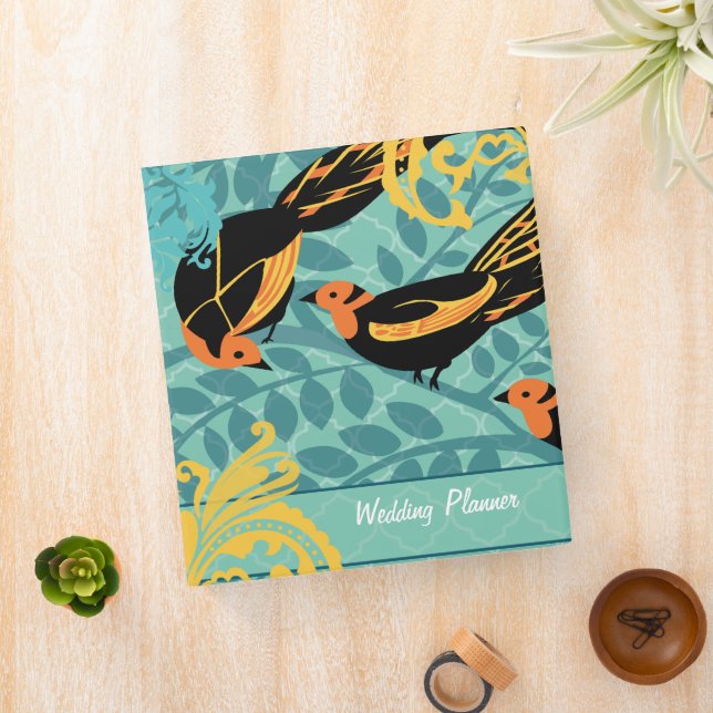 Vintage Bird Moorish Pattern Wedding Planner Binder (In Situ)