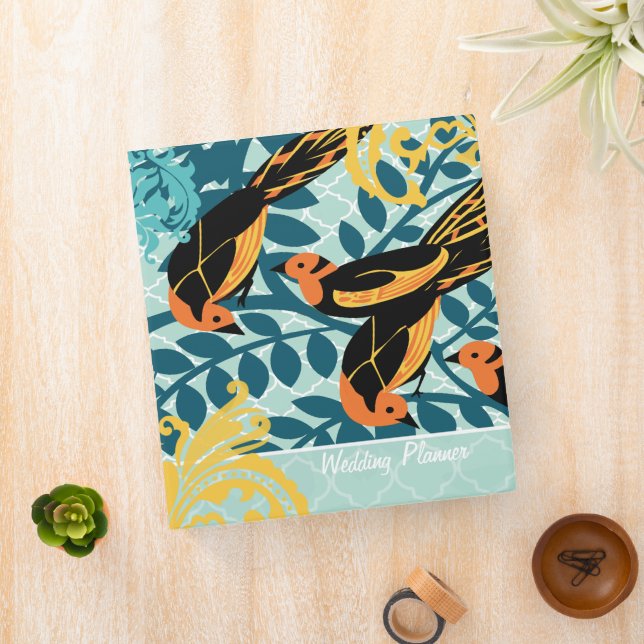 Vintage Bird Moorish Pattern Wedding Planner Binder (In Situ)