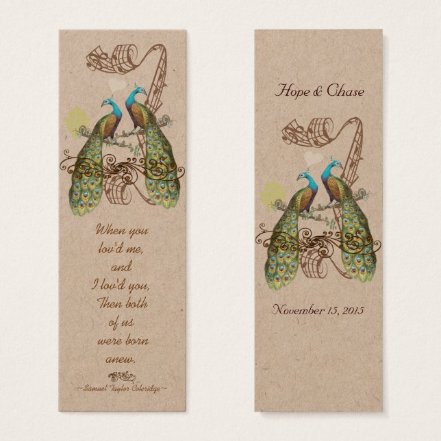 Vintage Bird Peacock Wedding Tags (Front & Back)