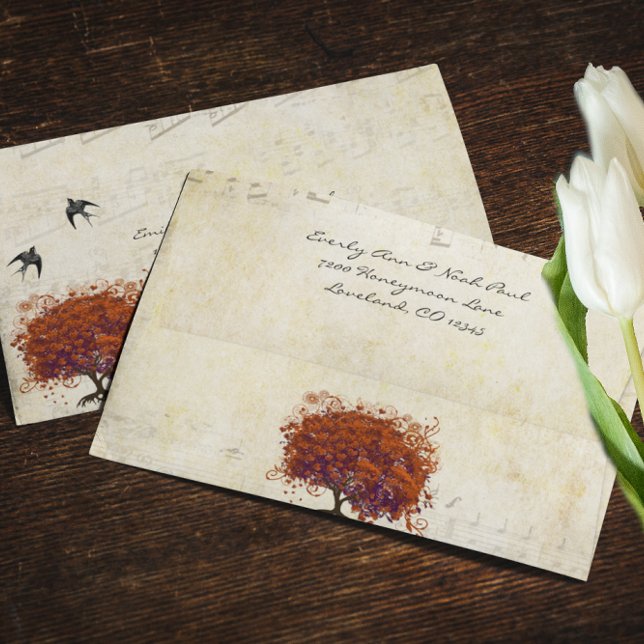 Vintage Bird Purple Red Heart Leaf  Envelope (Creator Uploaded)