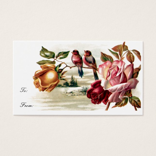 Vintage Bird Roses Gift Tag (Front)