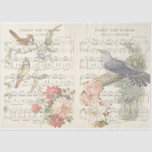 Vintage Bird Series Design 7 Tissue Paper (Front)