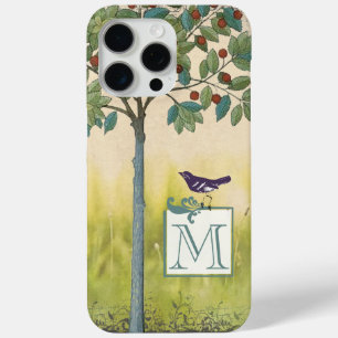 Vintage Bird Tree Monogram iPhone 15 Pro Max Case