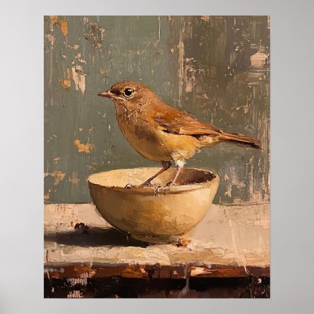 Vintage Bird Wall Art , Antique Bird Painting (Front)