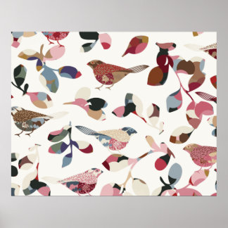 Vintage bird wallpaper poster